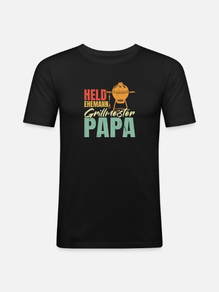 Hero, husband, grill master, dad - Men's Slim Fit T-Shirt - black