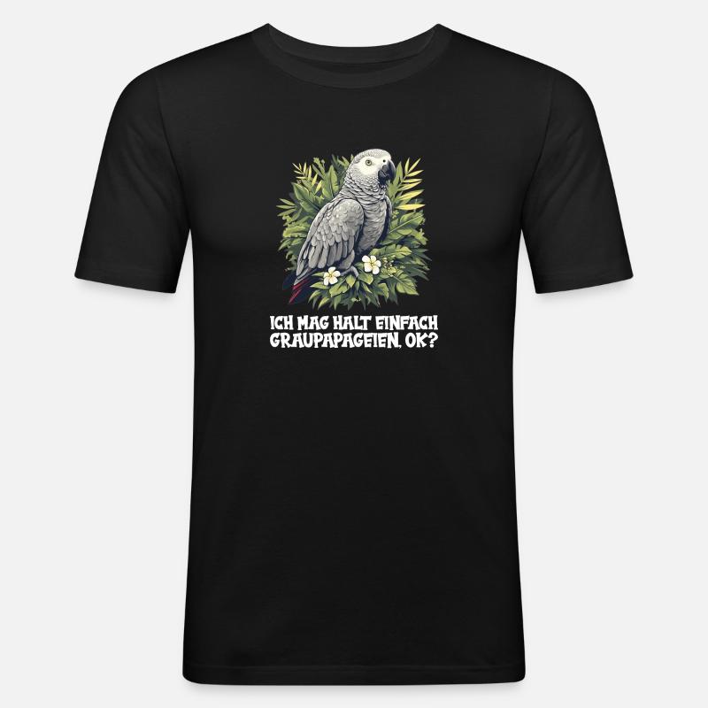Graupapageien Graupapagei - Männer Slim Fit T-Shirt - Schwarz