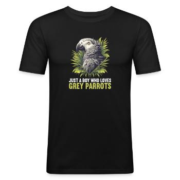Graupapageien Graupapagei - Männer Slim Fit T-Shirt - Schwarz - Vorne - Nik (191cm)