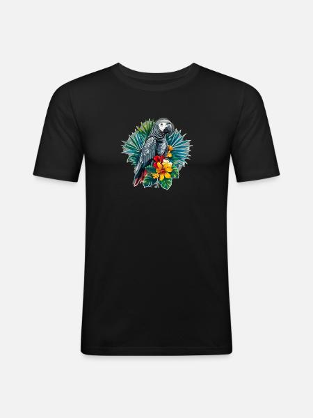 African grey parrots - Men's Slim Fit T-Shirt - black