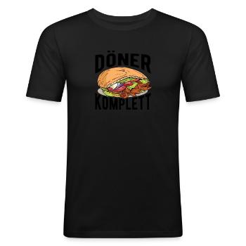 Döner Komplett, Türkische Küche - Männer Slim Fit T-Shirt - Schwarz - Vorne - Nik (191cm)