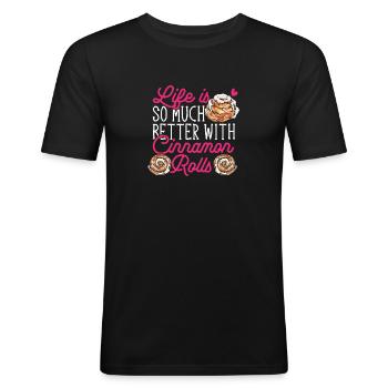 Cinnamon roll - Men's Slim Fit T-Shirt - black - Front - Nik (191cm)