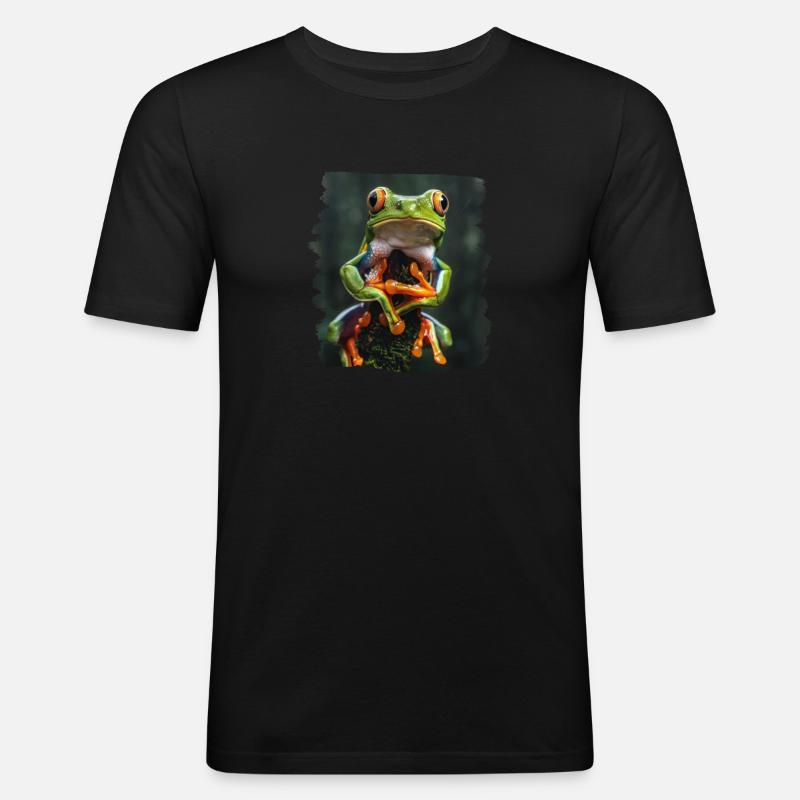 Tree Frog Baumfrösche Baumfrosch - Männer Slim Fit T-Shirt - Schwarz