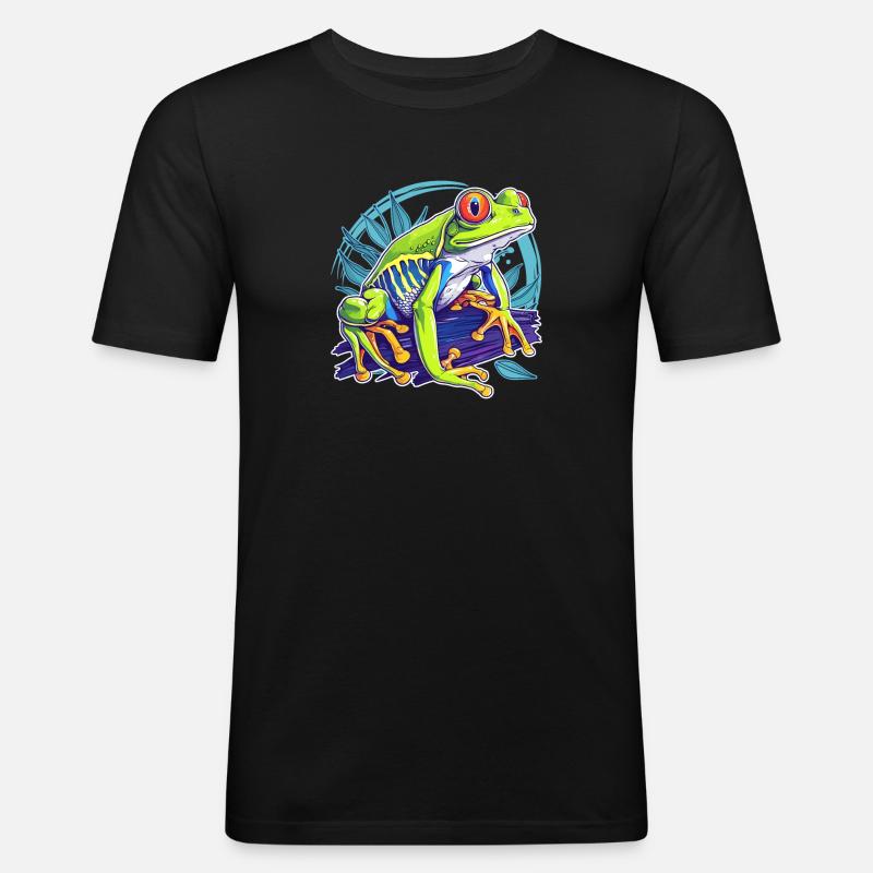 Tree Frog Baumfrösche Baumfrosch - Männer Slim Fit T-Shirt - Schwarz