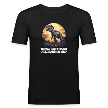 Allosaurier Allosaurus - Männer Slim Fit T-Shirt - Schwarz - Vorne - Nik (191cm)