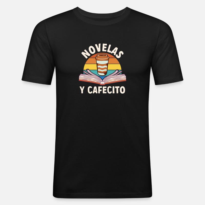 Cafecito Spanisch Kaffee - Männer Slim Fit T-Shirt - Schwarz