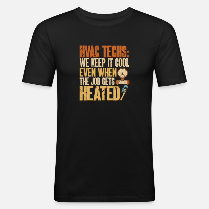 Chauffage, Climatisation, Ventilation, Technicien - T-shirt près du corps Homme - noir