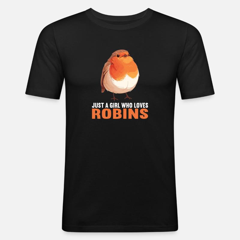 Robin Rotkehlchen - Männer Slim Fit T-Shirt - Schwarz