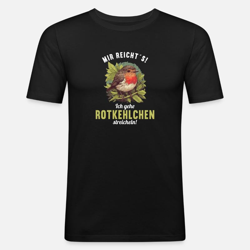 Robin Rotkehlchen - Männer Slim Fit T-Shirt - Schwarz