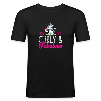 Curly Hair Afro Curls Natural Hair - Men's Slim Fit T-Shirt - black - Front - Nik (191cm)