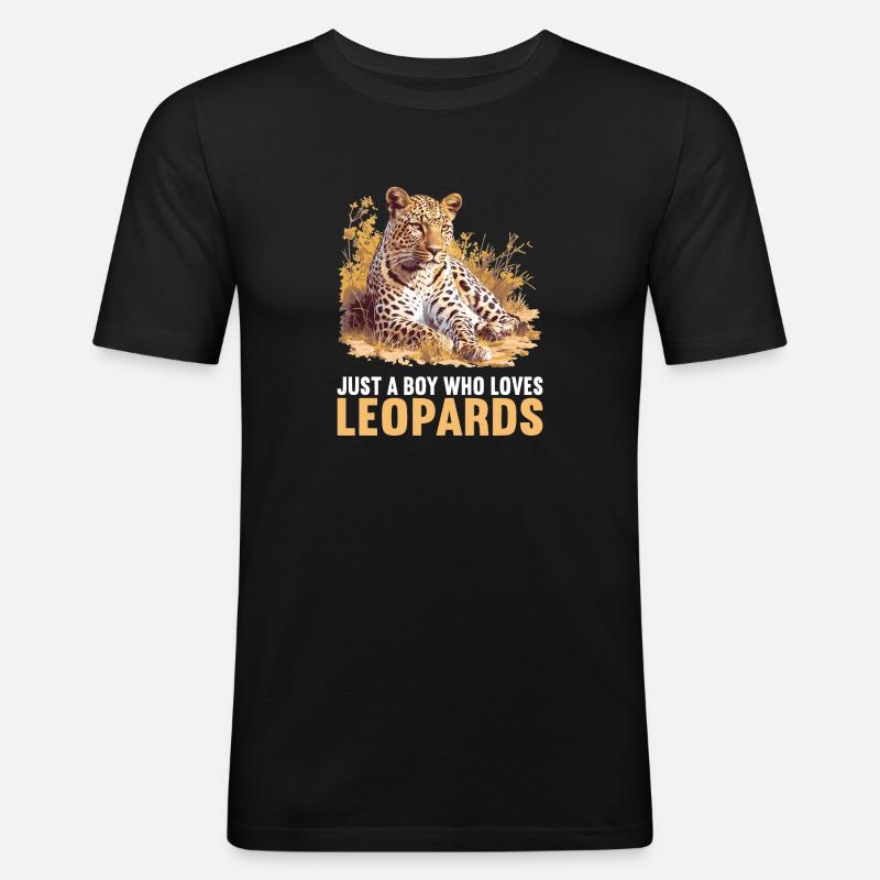 Léopard léopard - T-shirt près du corps Homme - noir