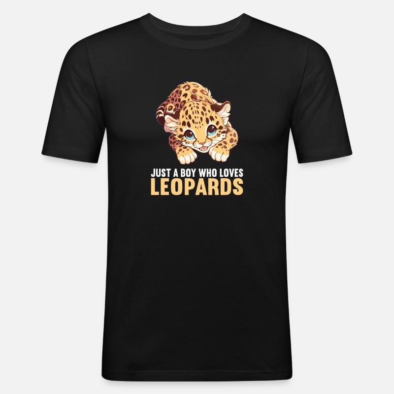 Leoparden Leopard - Männer Slim Fit T-Shirt - Schwarz