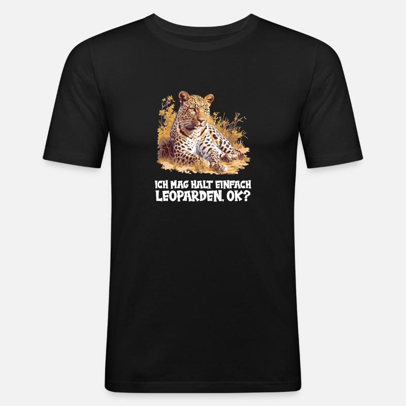 Léopard léopard - T-shirt près du corps Homme - noir