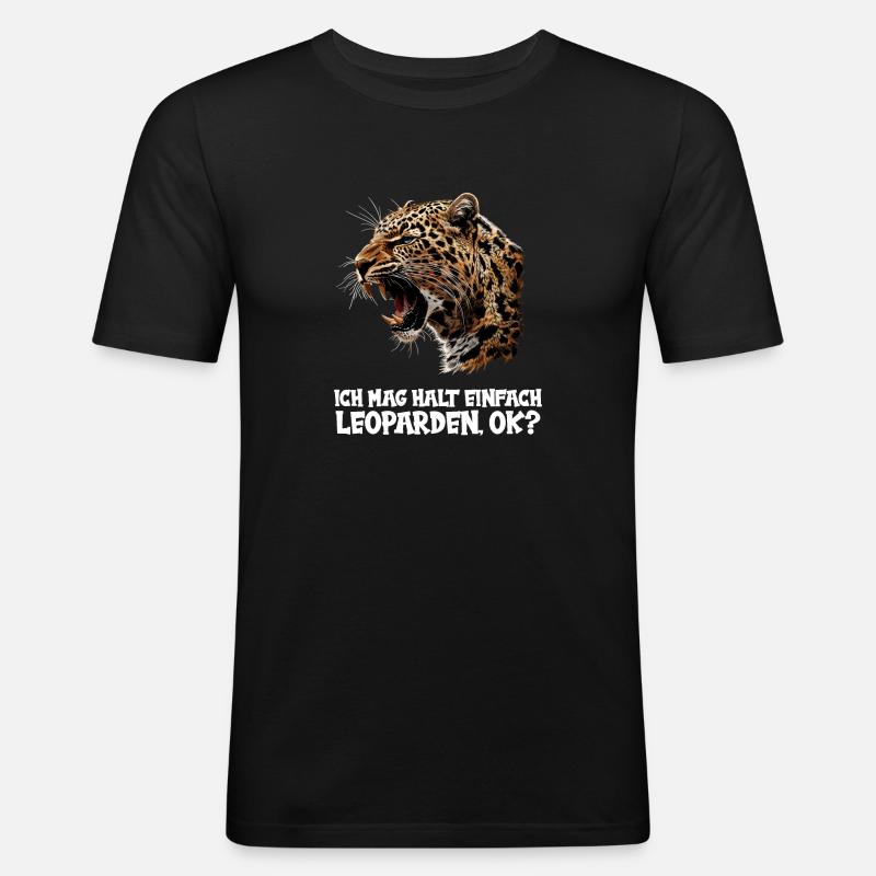 Leoparden Leopard - Herre Slim Fit T-Shirt - sort