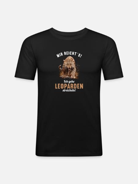 Leoparden Leopard - Männer Slim Fit T-Shirt - Schwarz
