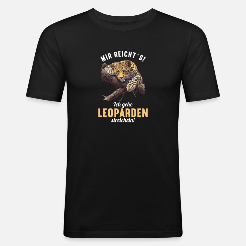 Léopard léopard - T-shirt près du corps Homme - noir