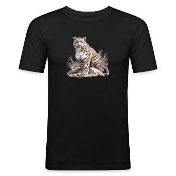 Snow Leopard Schneeleoparden Schneeleopard - Männer Slim Fit T-Shirt - Schwarz - Vorne - Nik (191cm)