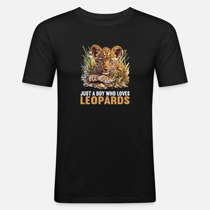 Léopard léopard - T-shirt près du corps Homme - noir