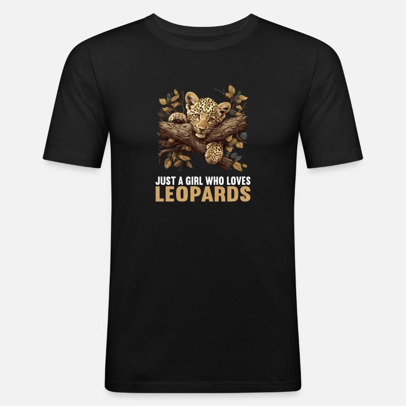 Léopard léopard - T-shirt près du corps Homme - noir