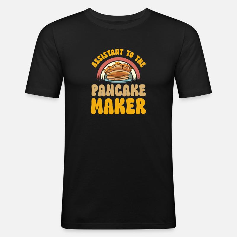 Pancake Frühstück Pfannkuchen - Männer Slim Fit T-Shirt - Schwarz
