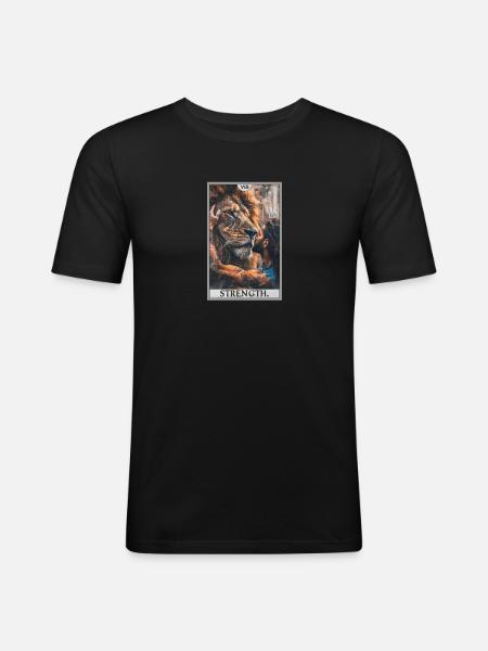 Tarotkarten Tarotkarte Strength Kraft - Männer Slim Fit T-Shirt - Schwarz