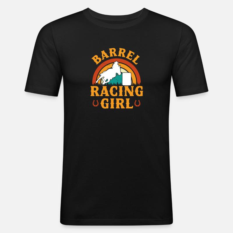 Rodeo Barrel Racing Pferd - Männer Slim Fit T-Shirt - Schwarz