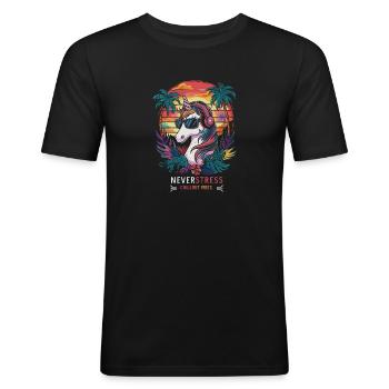 Design Chillout Vibes : décontracté et élégant - T-shirt près du corps Homme - noir - Devant - Nik (191cm)