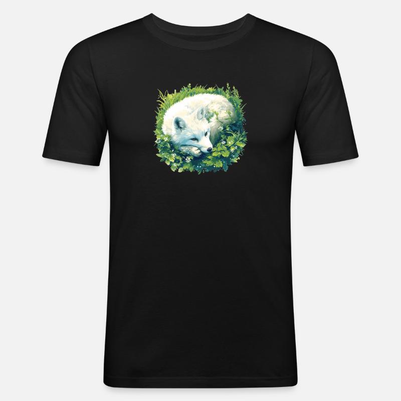 Arctic Fox Polarfüchse Polarfuchs - Männer Slim Fit T-Shirt - Schwarz