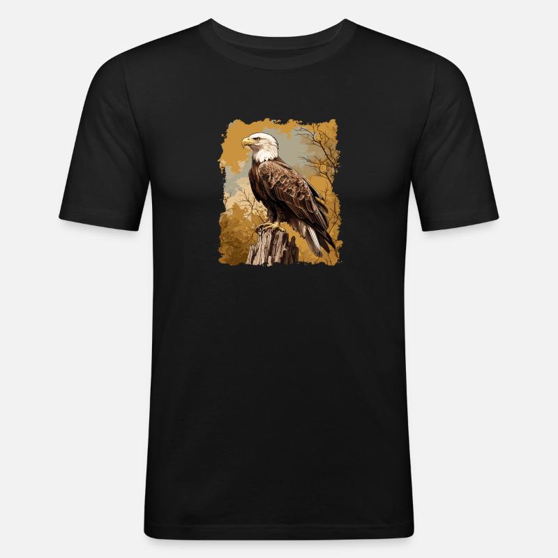 Bald Eagle Weißkopfseeadler - Männer Slim Fit T-Shirt - Schwarz