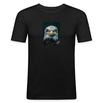 Pygargue à tête blanche Weißkopfseeadler - T-shirt près du corps Homme - noir - Devant - Nik (191cm)