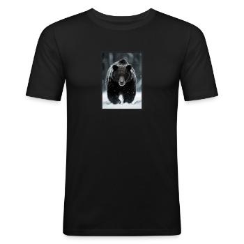 Bear Bären Bär - Männer Slim Fit T-Shirt - Schwarz - Vorne - Nik (191cm)