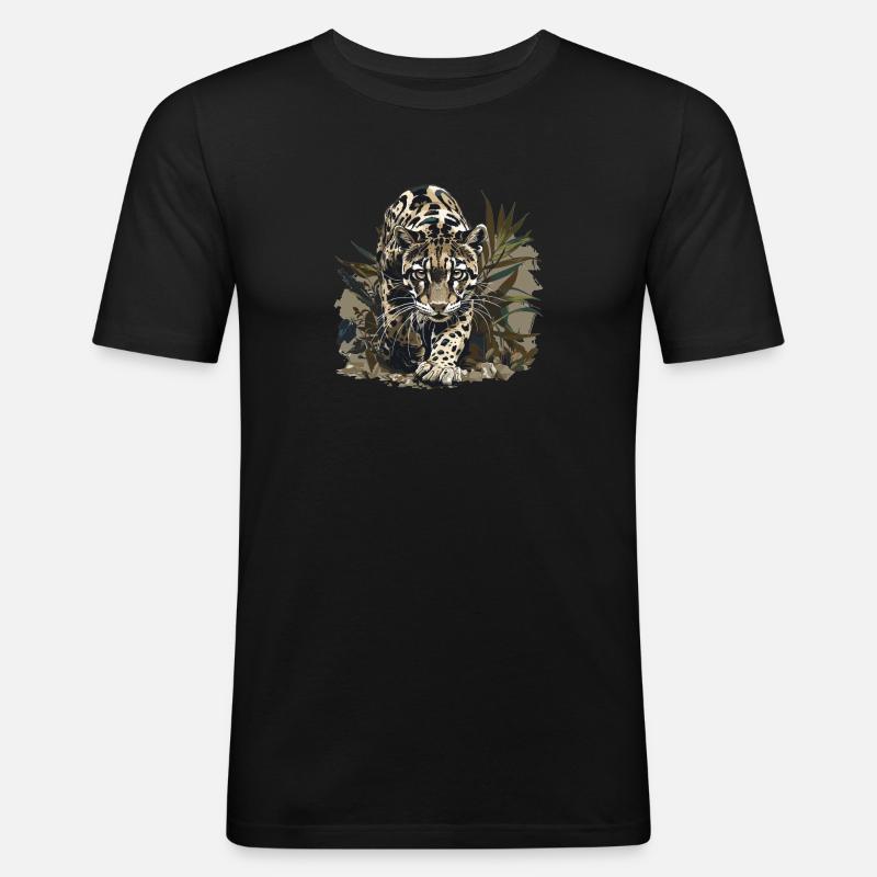 Clouded Leopard Nebelparder - Männer Slim Fit T-Shirt - Schwarz