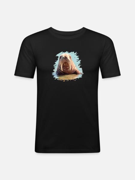 Walrus Walrosse Walross - Männer Slim Fit T-Shirt - Schwarz
