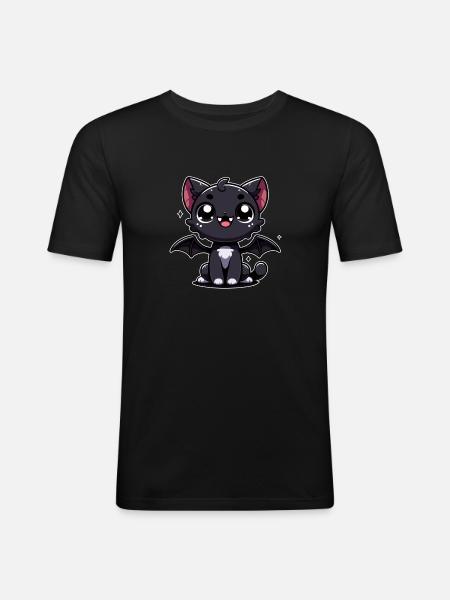 mignon chat vampire noir - T-shirt près du corps Homme - noir