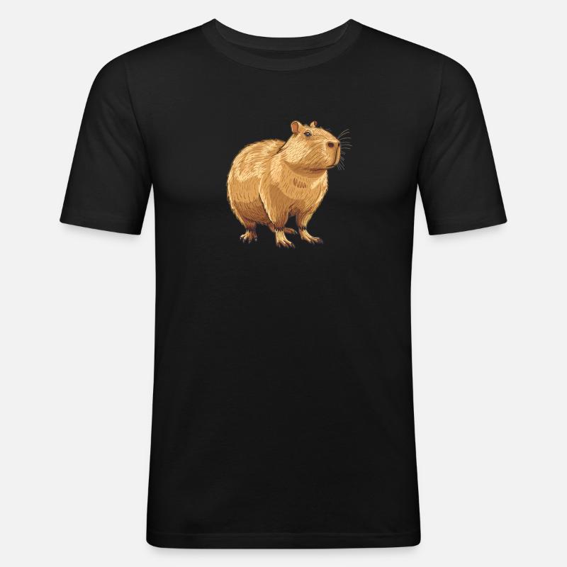Capybaras Capybara - Männer Slim Fit T-Shirt - Schwarz