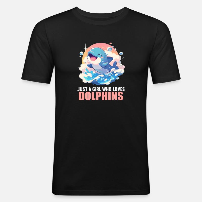 Dolphin Delfine Delfin - Männer Slim Fit T-Shirt - Schwarz