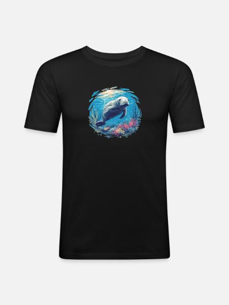 Seekuh Manatees Manatee - Men's Slim Fit T-Shirt - black