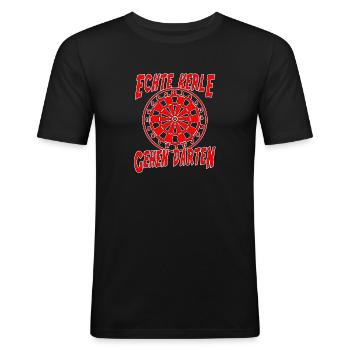 Dartboard - Look for opponents, no victims - Men's Slim Fit T-Shirt - black - Front - Nik (191cm)