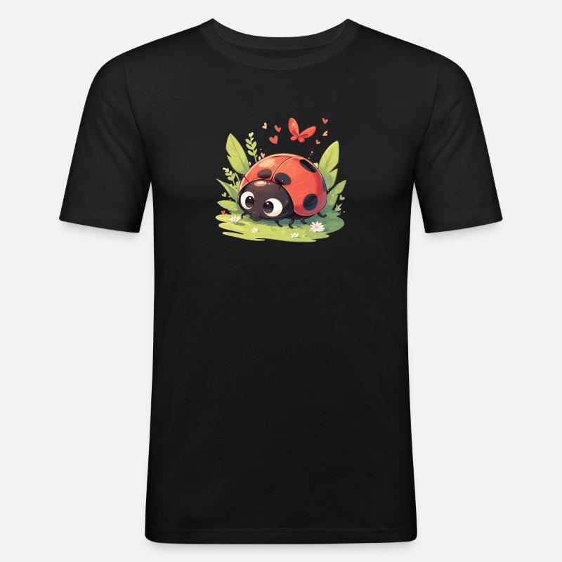 Ladybug Marienkäfer - Männer Slim Fit T-Shirt - Schwarz