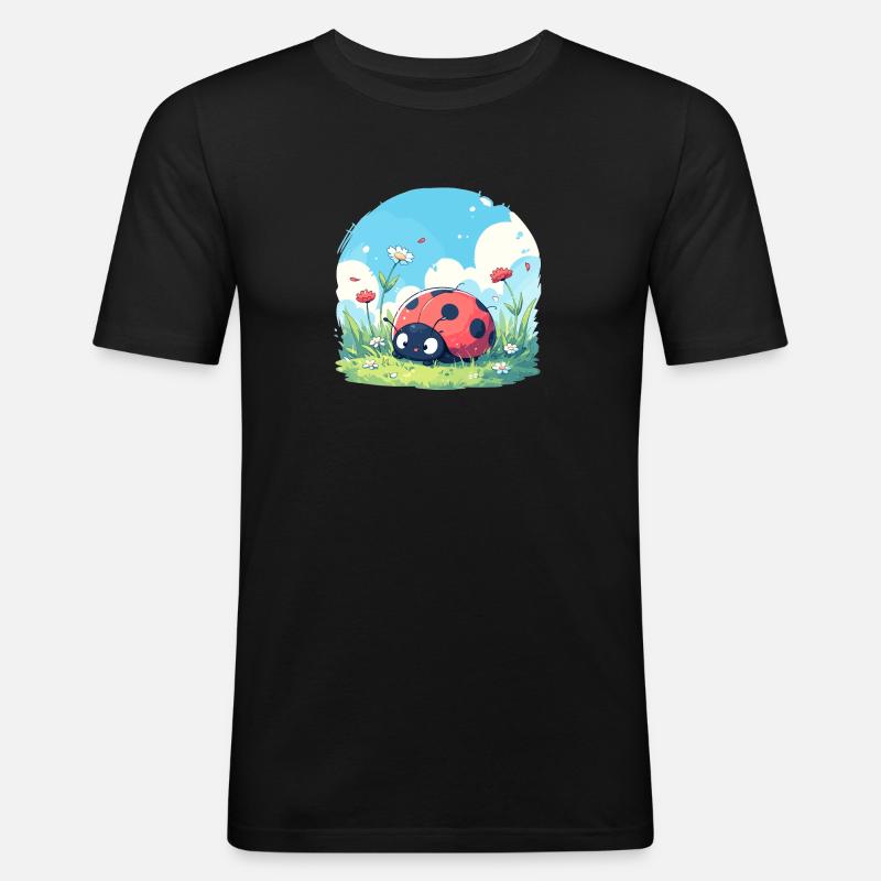 Ladybug Marienkäfer - Männer Slim Fit T-Shirt - Schwarz