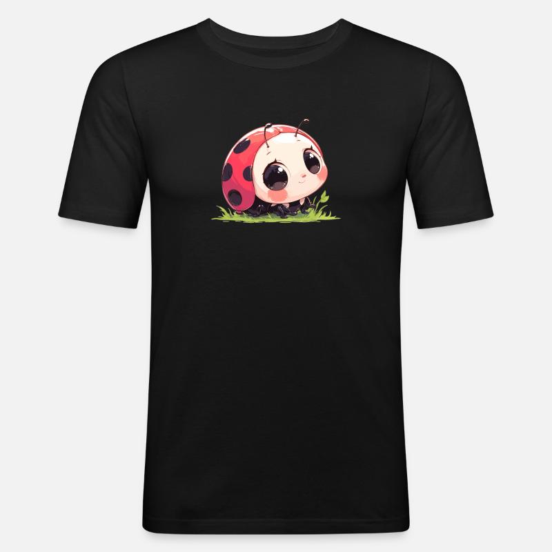 Ladybug Marienkäfer - Männer Slim Fit T-Shirt - Schwarz