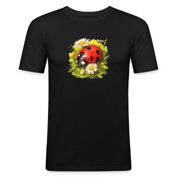 Ladybug Marienkäfer - Men's Slim Fit T-Shirt - black - Front - Nik (191cm)