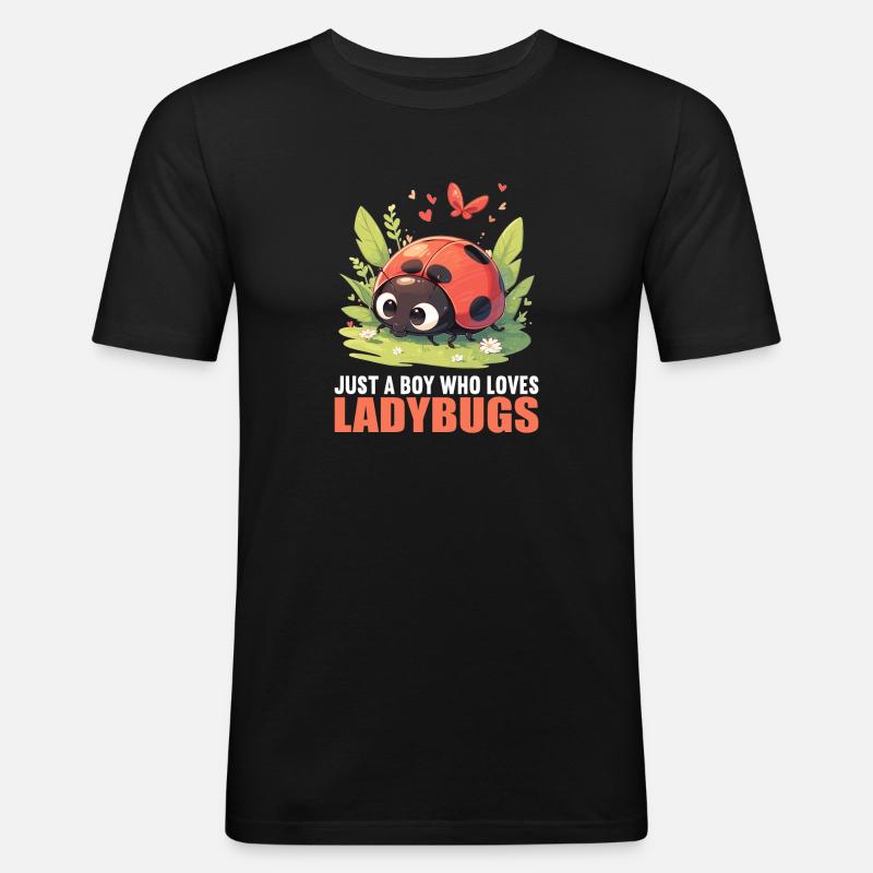 Ladybug Marienkäfer - Männer Slim Fit T-Shirt - Schwarz