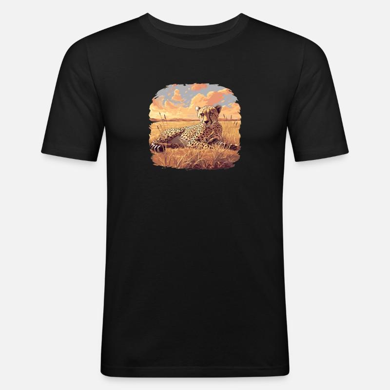 Cheetah Geparde Gepard - Männer Slim Fit T-Shirt - Schwarz