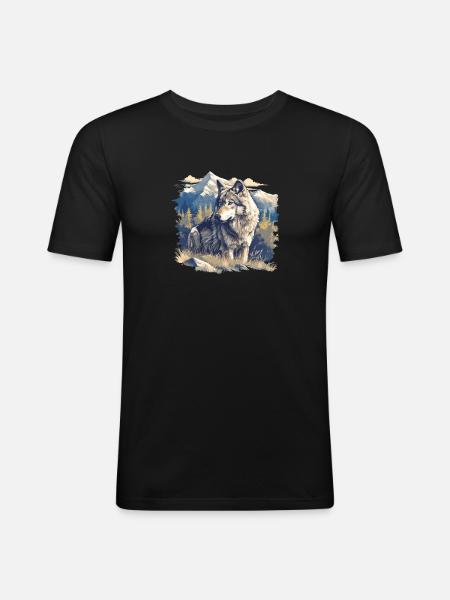 Wolves Wolf - Men's Slim Fit T-Shirt - black