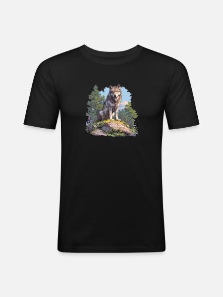 Wolves Wolf - Men's Slim Fit T-Shirt - black