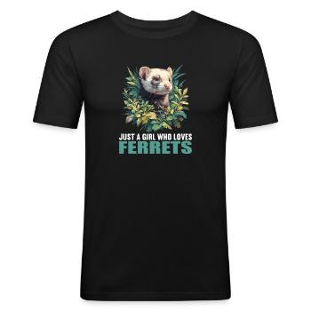 Ferret Frettchen - Männer Slim Fit T-Shirt - Schwarz - Vorne - Nik (191cm)