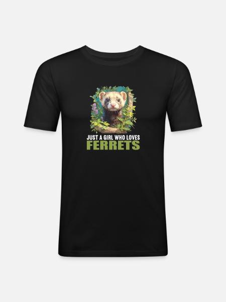 Ferret Frettchen - Men's Slim Fit T-Shirt - black