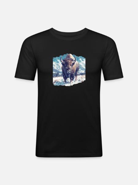 Bisons Bison - T-shirt près du corps Homme - noir