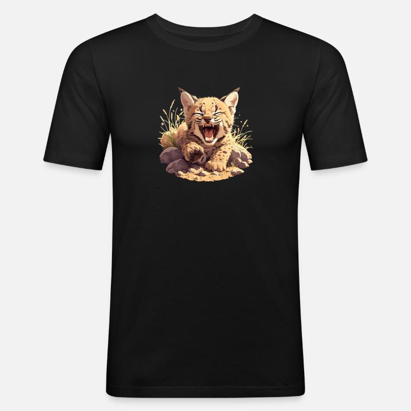 Bobcats Rotluchse Rotluchs Luchs - Männer Slim Fit T-Shirt - Schwarz